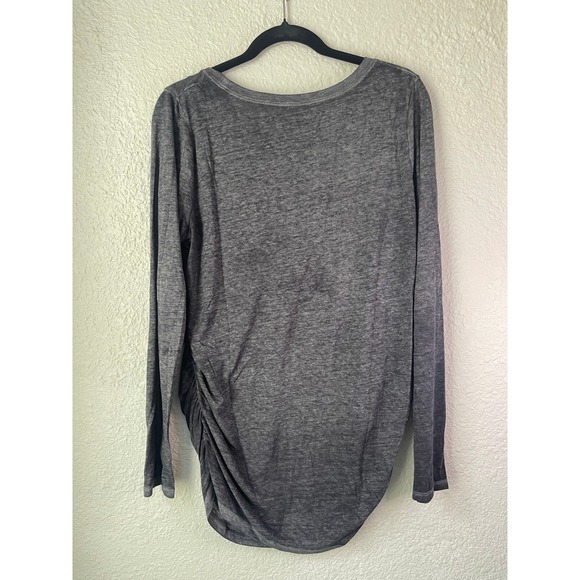 Motherhood Maternity Top Dear Santa Long Sleeve Gray Ruched L - Picture 3 of 3